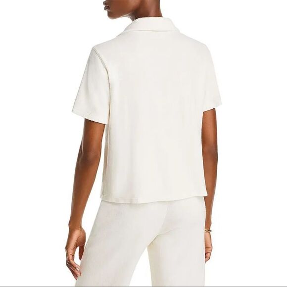 NWTs Monrow Terry Cloth Collared Pocket Button Down Top Size Small - Picture 3 of 10